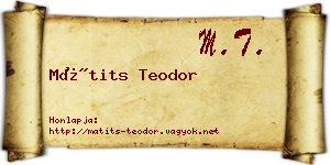 Mátits Teodor névjegykártya
